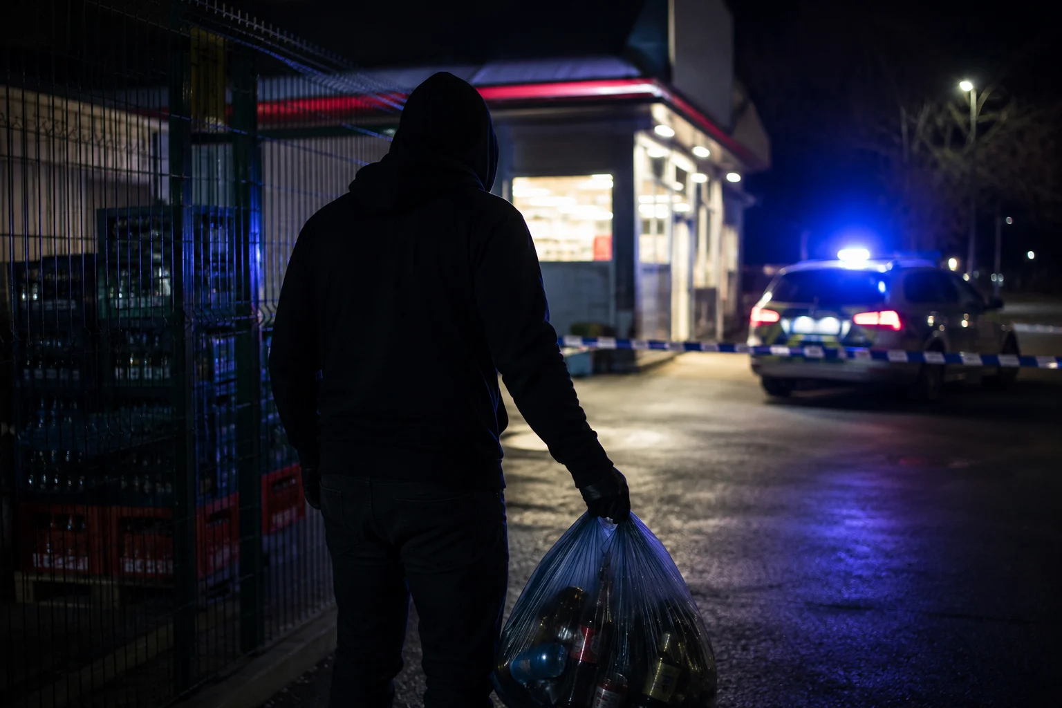 Pijan krao ambalažu iz dvorišta trgovačkog centra
